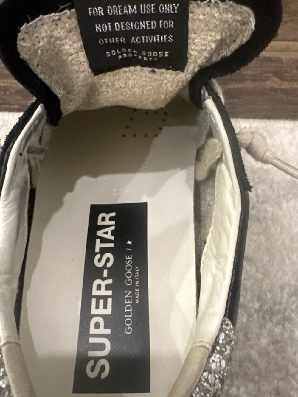 Golden Goose Black Suede Sneakers with Silver Glitter Detail - Picture 4 of 5